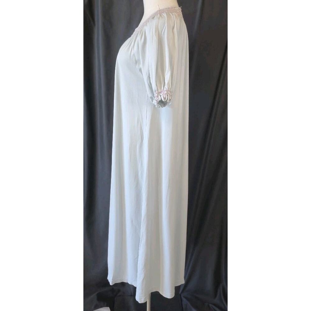 Classic Light Blue Women's Nightgown with Smocked Yoke - Picture 3 of 6